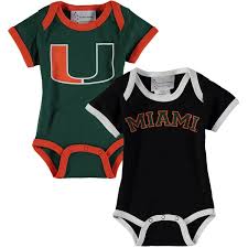 Miami Hurricanes Newborn Infant 2 Pack Bodysuit Set Green Black