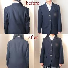 制服モテお直し 制服のお直し ビフォーアフターです お店の方で女子の制服の肩を直しました 目を瞑った箇所もあるためパーフェクトではないですが 少し直すだけで グンと垢抜けます もちろん体に合ってなかったからお直しするのですが 彼女はp7 シュッとした