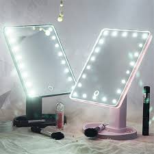 Touch Screen Cosmetic Mirror 16 Led Light Makeup Tool Adjustable 360 Degree Rotation Vanity Mirrors Pink Brittany S E Store