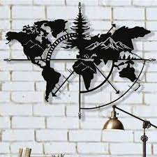 Ebern Designs Mountain Wall Decor Mountain Wall Decor World Map Wall Art Metal Wall Art