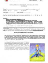 25 novelas cortas que hay que leer. Prueba De Lectura N 3 El Principito Antoine De Saint Exupery Examen Smovic Varos