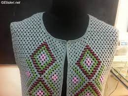 tig orgu uzeri islemeli yelek modeli el islerimiz orgu krose yelek