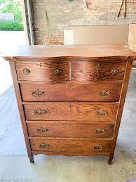 It has a beautifully figured moulded top above two oak. Two Tone Painted Dresser Makeover In Cypress Vine Green And Wood Average But Inspired