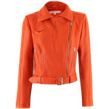 Rebecca Ellison Kitt Pants Biarritz 890 Ron Liked On Polyvore Featuring Outerwear Jacket Orange Leather Jacket Coloured Leather Jacket Real Leather Jacket