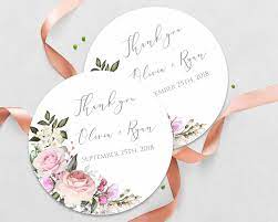 Editable Favor Tags Printable Gift Tags Template Romantic Blush Ivory Floral Circle Labels In 2021 Gift Tag Template Wedding Favor Tags Printable Printable Favor Tags