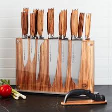 Schmidt Brothers 15 Piece Zebra Wood Knife Block Set Reviews Crate And Barrel Wood Knife Kitchen Utensils Design Knife Block