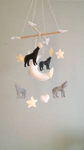 Wolf Mobile Decoration Handmade Sewing Felt Walldecor Decor Baby Nursery Kids Baby Boy Room Nursery Nursery Baby Room Wolf Nursery