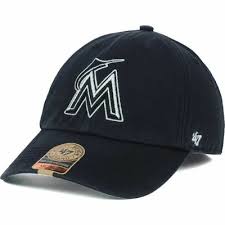 Miami Marlins 47 Brand Mlb Black Out Franchise Fitted Cap Hat Baseball Mens M Ebay