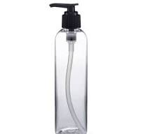 8 oz Clear PET Bullet Bottle & Black Lotion Pump - PR8PB