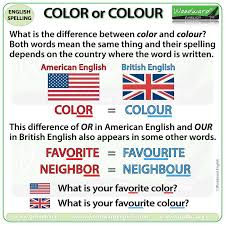 Color Or Colour American English Vs British English Spelling American English Vs British English Woodward English Learn English