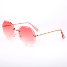 I have no idea what these glasses are, but i absolutely love them. Beveled Octagon Rimless Sunglasses Pink Icing Us