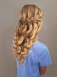Waterfall Braid With Mermaid Waves Great Bridal Prom Or Homecoming Hairstyle Cute Hairstyles For Short Hair Dance Hairstyles Braided Prom Hair