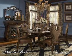 The woodside park comforter set by michael amini features a beautiful paisley mixed with velvet that embodies all that you love about the english country manor style. Michael Amini The Sovereign Soft Mink Traditional Round Dining Table Set By Aico