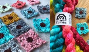 Rainbow Heirloom Little Square Crochet Motif Free Pattern