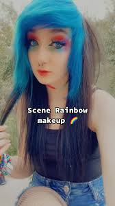 Easy pride makeup 🥰🌈💙 #pride #emo #scene #altgirls #emogirls #scenehair  #emohair #scenegirls #scenemakeup