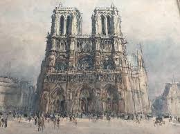 Tableau Aquarelle Signee Du 19eme Siecle Notre Dame De Paris Notre Dame De Paris