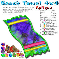 Beach Towel Beach Collection 4x4 Babynucci Embroidery Designs
