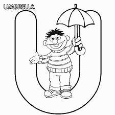 And who doesn't love appearances by their favorite monster from sesame street? Abc Letter U Umbrella Sesame Street Ernie Coloring Page