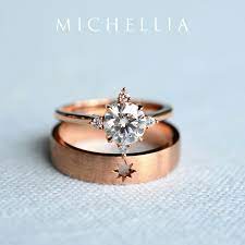 Polaris North Star Ring In Moissanite Forever One Moissanite Etsy Star Ring Moon And Star Earrings Moon And Star Ring