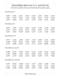 The Divisibility Rules For 2 5 And 10 4 Digit Numbers A Division Worksheet Divisibility Rules Divisibility Rules Worksheet Mathematics Worksheets