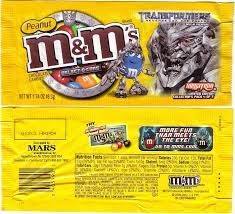 2009 M M Transformers Candy Wrapper Candy Peanut Candy Nutrition Facts