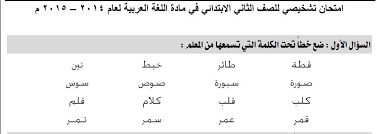اختبار تشخيصي في مادة اللغة العربية للصف الثاني الابتدائي الفصل الأول شبكة السوار