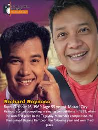 ➡️Richard John Pelimiano Reynoso is a singer, host, and actor from Makati.  He was popular in the 1990s for the songs "Hindi Ko Kaya,"  "Paminsan-minsan" at "Maalala Mo Pa Rin" and released