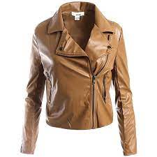 Sans Souci Cognac Vegan Leather Moto Jacket 59 Liked On Polyvore Featuring Outerwe Vegan Leather Moto Jacket Brown Faux Leather Jacket Fake Leather Jacket