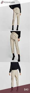 Zara Paperbag Pants Trousers With Bow Belt In 2021 Pants Outfit Work Trouser Pants Women Zara