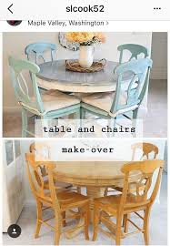 Table Redo With Cream And A Drift Wood Top And A Soft Aqua Paint For The Chairs Kitchen Table Makeover Furniture Makeover Diy Furniture