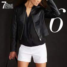 7th Avenue Cuffed Short And Quilted Faux Leather Jacket Clothes Clothes For Women Fashion