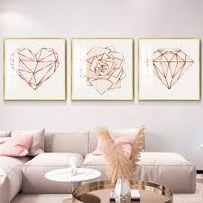 Look for abstract pieces with soothing colors or tones. Rose Gold Paintings Girls Bedroom Wall Art Pink Geometric Heart Poster Abstract Flower Canvas Painting Modern Home Decor Prints Nordic Wall Decor