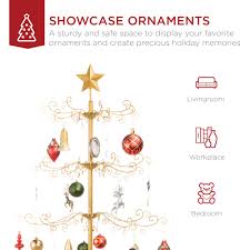 Our wrought iron ornament display uses three tiers of folding iron hooks to show off everything from tinsel to your best heirloom ornaments. Best Choice Products 6ft Wrought Iron Ornament Display Christmas Tree W Easy Assembly Stand Black Walmart Com Walmart Com