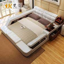 Dean charcoal 3 piece queen upholstered bedroom set with 2 clark 1 drawer nightstands $895. Bedroom Furniture Sets Modern Leather Queen Size Storage Bed Frame With Side Storage Cabinets Stool No Mattress B03q Bed Frame Storage Bed Framestorage Bed Aliexpress