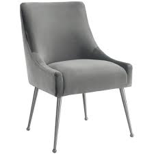 Beatrix Side Chair Light Grey Brushed Silver Base Dining Chairs Furniture Furniture Dining Chairs