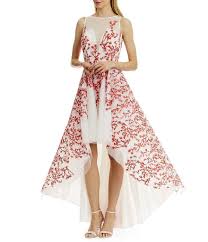 Nicole Miller New York Embroidered Mesh Hi Low Dress Floral Print Prom Dress Fancy Dresses Hi Low Dresses