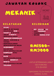 30 june 2018 or first. Jawatan Kosong Mekanik Halza Permai Sijangkang Facebook