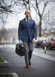 Black Blazer Grey Pants Blue Shirt Blue Sport Coat Light Blue Shirt Navy Tie With Red White Stripes Light Grey Pants Gentleman Style Mens Fashion Mens Outfits