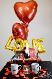 We have creative diy valentine's day gifts for him and her: Romantic Valentine Gift Basket Ideas Sprinkle Some Fun
