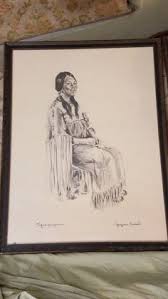 Vintage Native American Art Black Pencil Drawing By Jacqueline Etsy Native American Art Black Pencil Vintage Native American