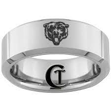 8mm Beveled Tungsten Carbide Band Bear Ring Sizes 5 17 Free Shipping 49 00 Via Etsy Chicago Bears Wedding Tungsten Carbide Band Bear Wedding