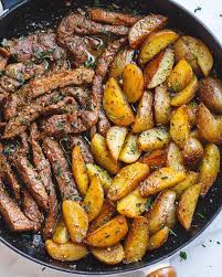 Garlic Butter Steak And Potatoes Skillet By Eatwell101 This Easy One Pan Recipe Is So Simple And So Flavorful Th How To Cook Potatoes Steak Butter Recipes