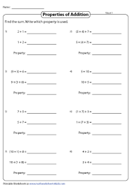Identity property of multiplication the identity property of multiplication states that for any number x, x (1) = x remember the number 1 can be in any form. Addition Properties Worksheets