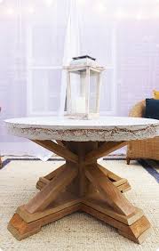 This square outdoor coffee table features four hidden side tables. Round Concrete Top Outdoor Coffee Table Knockoffdecor Com