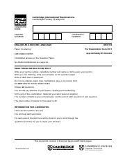 Featuring jeff boudreau, ana cuba, felicity ingram, andrew jacobs, katie mccurdy and hyun woo min. English As A Second Language Specimen Paper 1 2017 Pdf Cambridge International Examinations Cambridge Primary Checkpoint Candidate Name Centre Number Course Hero