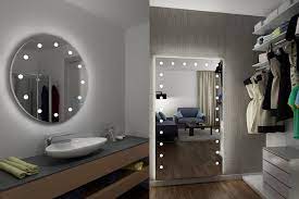 Bathroom round led mirror make up backlit light sensor anti fog main connection. Makeup Mirror With Lights How To Choose The Best One Cantoni
