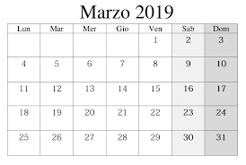 Calendario Marzo 2019 Da Stampare Calendario Marzo 2019 Da