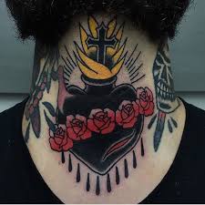 Pin By Hernan Cabello On I M Not That Ink Traditional Tattoo Neck Sacred Heart Tattoos Throat Tattoo