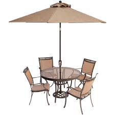 At home insider perks credit cardholders are eligible to earn rewards on purchases made with their at home insider perks credit card or at home insider perks mastercard. Hanover Fontana 5 Piece Aluminum Round Outdoor Dining Set With Glass Top Table Umbrella And Base Fntdn5pcg Su The Home Depot Outdoor Dining Set Glass Top Dining Table Outdoor Furniture Sets