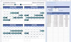 Download A Free Availability Calendar For Excel Or Google Sheets And Use It To Schedule Your Rental Property Or Othe Calendar Calendar Worksheets Google Sheets